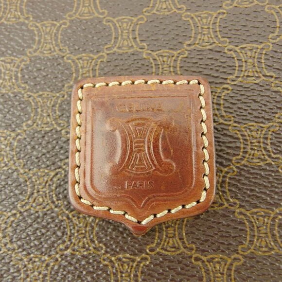 CELINE Clutch Bag Macadam Beige PVC ?~ Leather Authentic - Picture 6 of 10